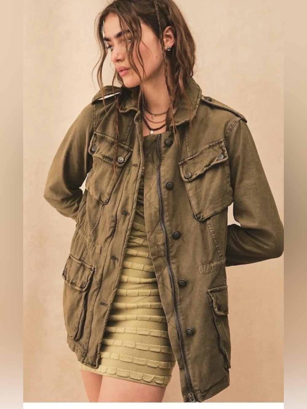 Free people army green jacket ladies size XS